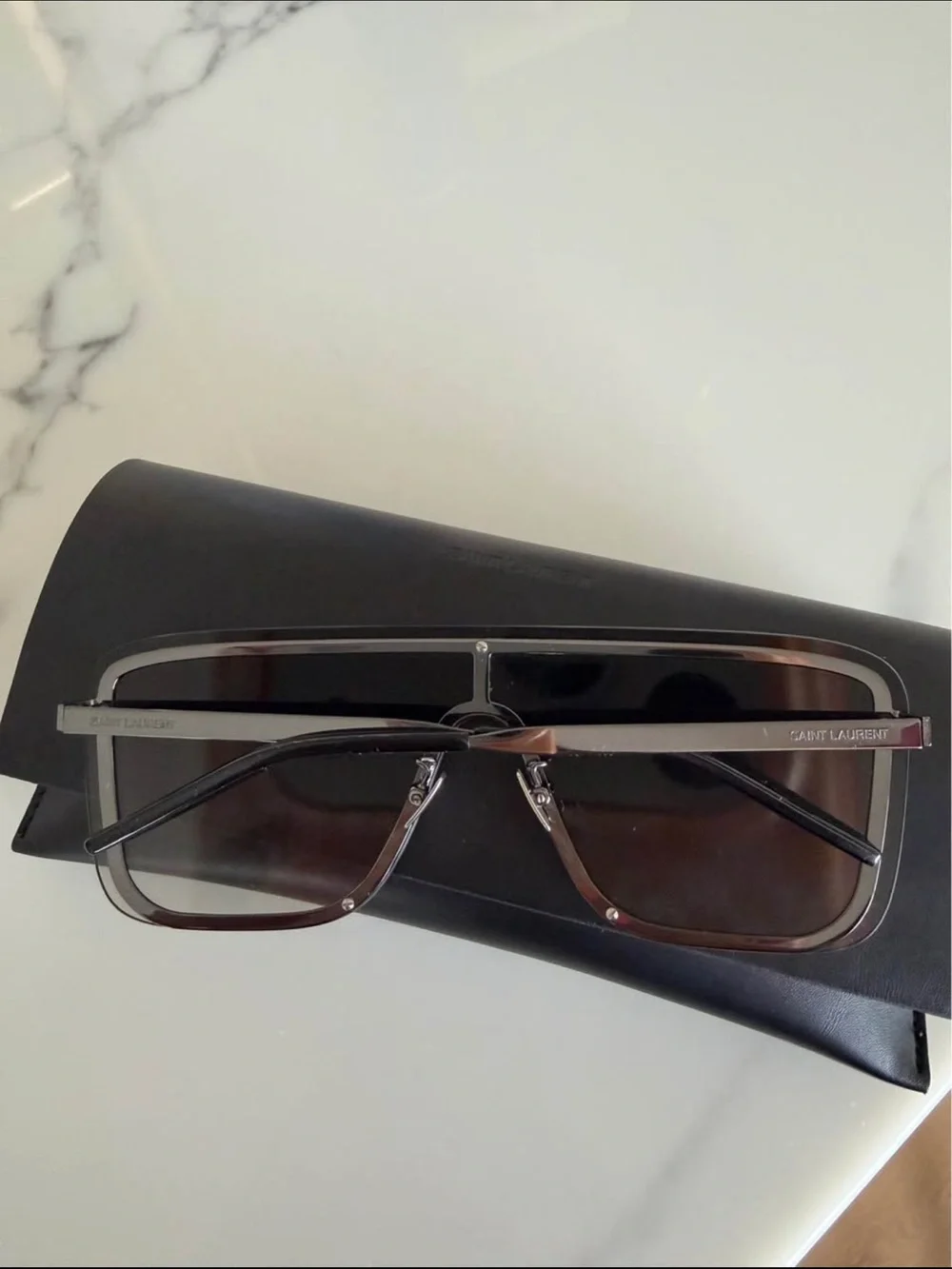 Saint Laurent Shield Sunglasses in Black with Gradient Lenses